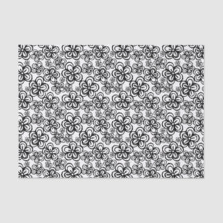 Seda Papel de tejidos con flores de pluma y tinta 