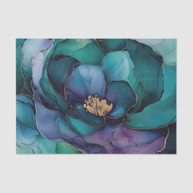 Seda Papel de tejidos con flores de tinta (Anverso)