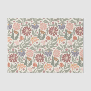 Seda Papel de tejidos con flores retro de época