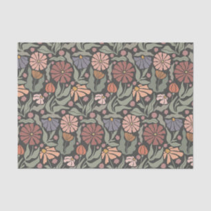 Seda Papel de tejidos con flores retro de época