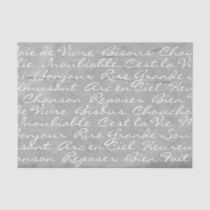 Seda Papel de tejidos con guiones en francés (gris)