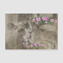 Seda Papel de tejidos con madre e hija de época