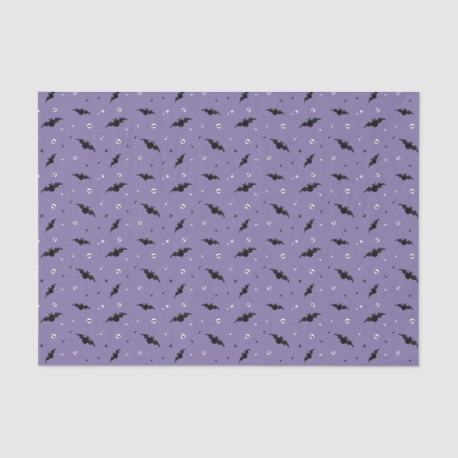 Seda Papel de tejidos con murciélagos y cráneos espumos (Anverso)