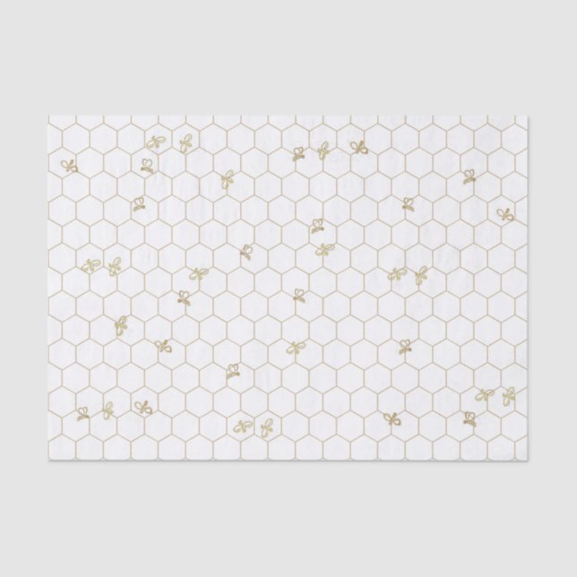 Seda Papel de tejidos con patrón de honeycomb con abeja (Anverso)