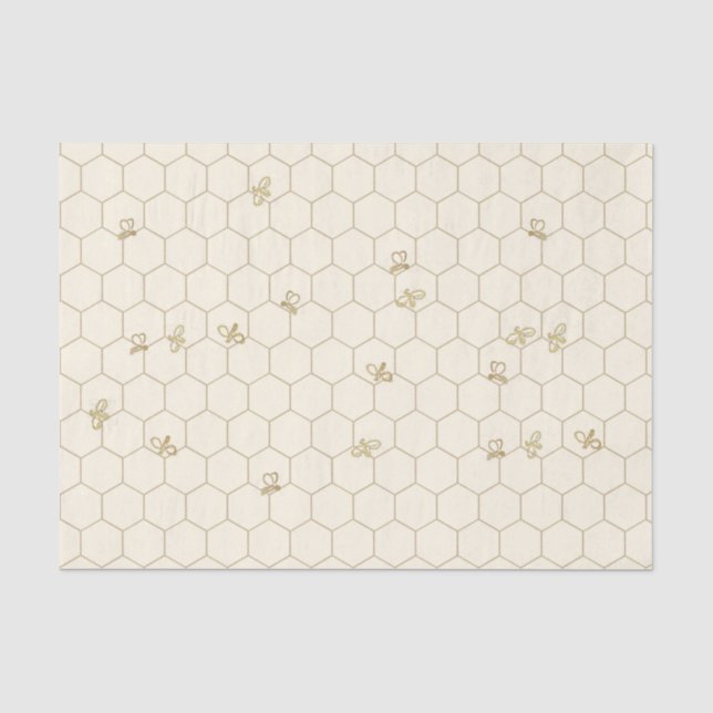 Seda Papel de tejidos con patrón de honeycomb con abeja (Anverso)