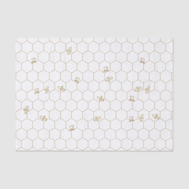 Seda Papel de tejidos con patrón de honeycomb con abeja (Anverso)