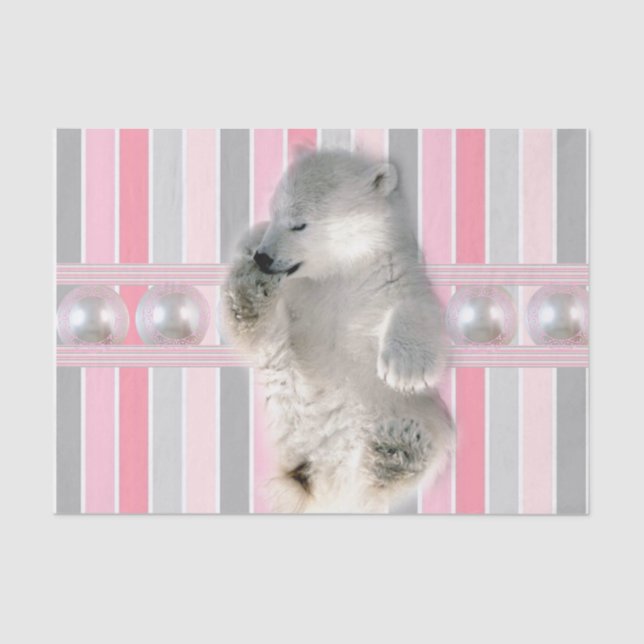 Seda Papel de tejidos Correa rosa de oso polar (Anverso)