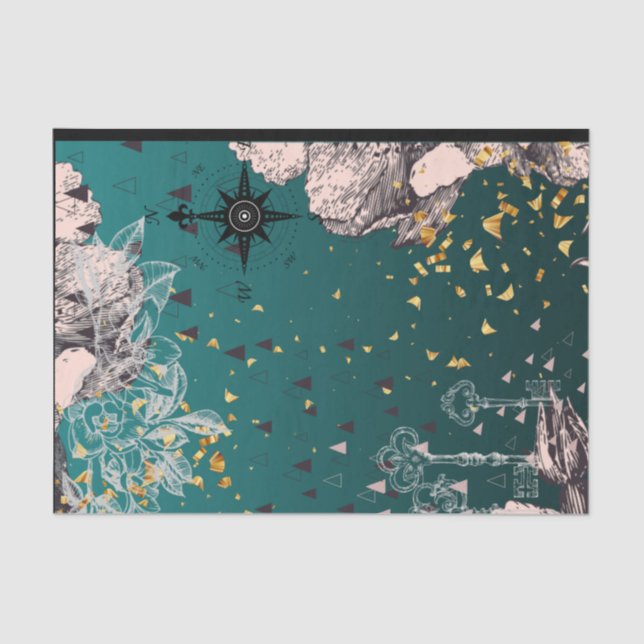 Seda Papel de tejidos de 18 libras Descomposición flora (Anverso)