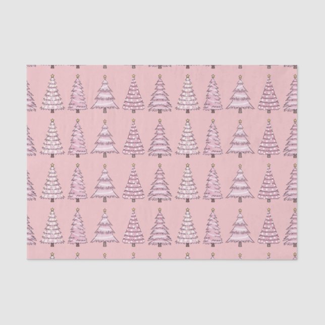 Seda Papel de tejidos de árbol de Navidad rosa (Anverso)
