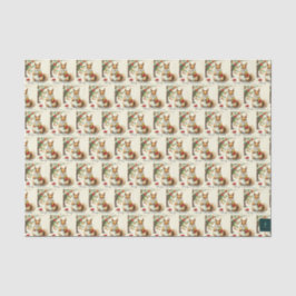 Seda Papel de tejidos de ardilla de Navidad vintage