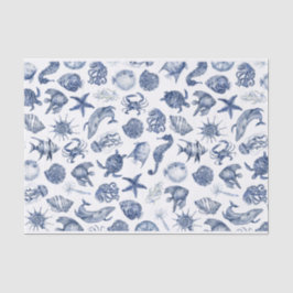 Seda Papel de tejidos de Boda costero azul