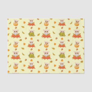 Seda Papel de tejidos de búho de otoño adorable