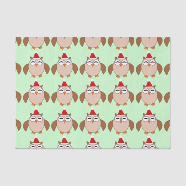 Seda Papel de tejidos de búho para Navidades pequeños (Anverso)