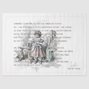 Seda Papel de tejidos de Chica de poema francés vintage