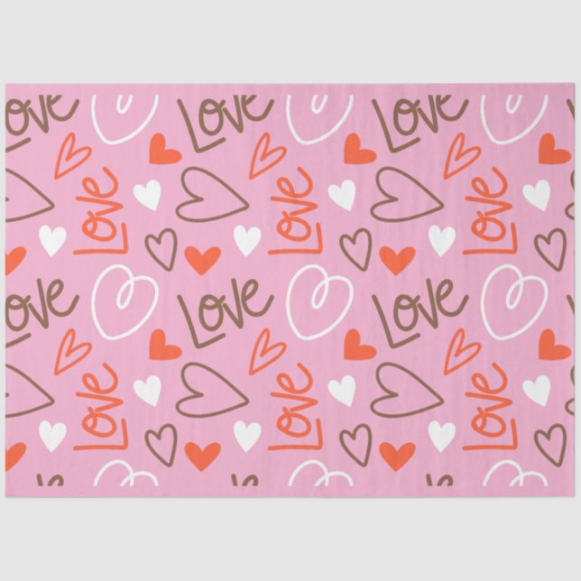Seda Papel de tejidos de corazones de amor grises (Anverso)