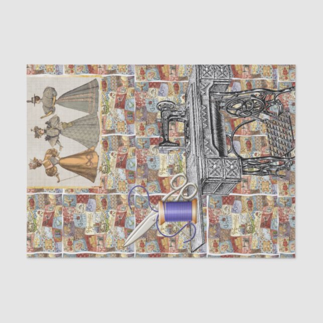 Seda Papel de tejidos de costura victoriana (Anverso)