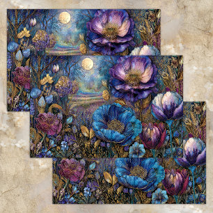 SEDA PAPEL DE TEJIDOS DE DECORACIÓN DE JARDÍN MEDIANOCH