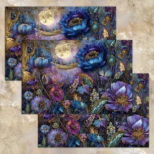 SEDA PAPEL DE TEJIDOS DE DECORACIÓN DE JARDÍN MEDIANOCH