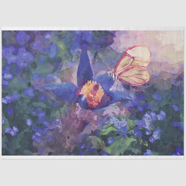 Seda Papel de tejidos de descomposición de flores de ma (Anverso)