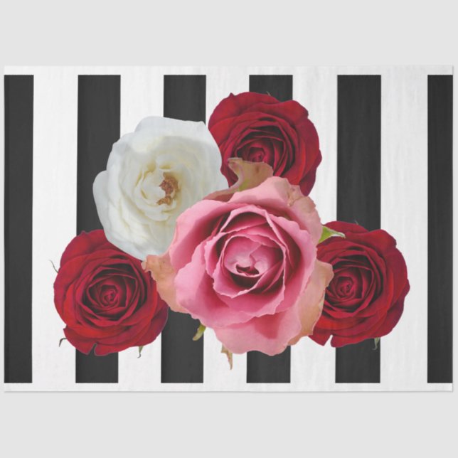 Seda Papel de tejidos de descomposición de Rosas 3D (Anverso)