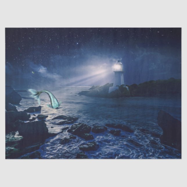 Seda Papel de tejidos de faro y sirena (Anverso)