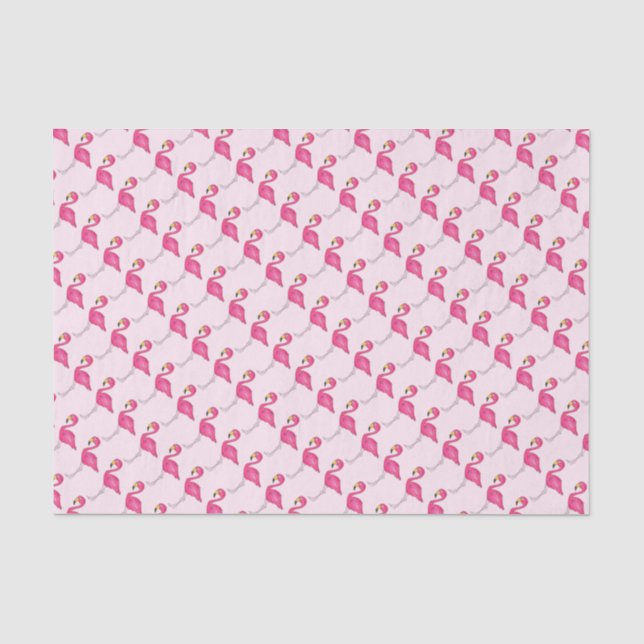 Seda Papel de tejidos de flamencos rosados (Anverso)