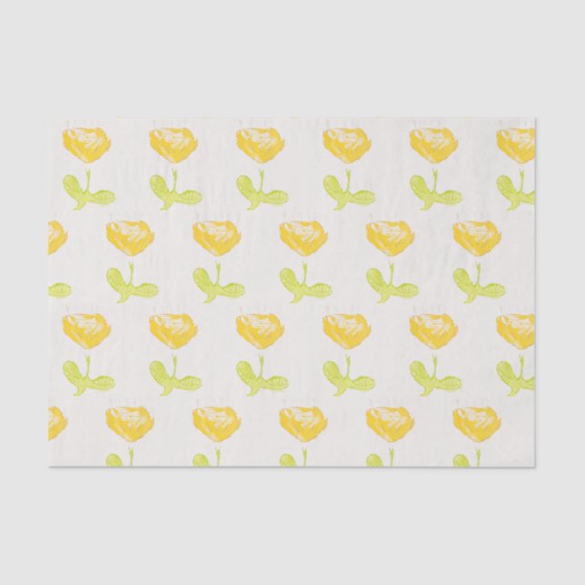 Seda Papel de tejidos de flores amarillas (Anverso)