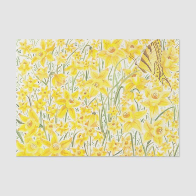 Seda Papel de tejidos de flores amarillas Daffodil (Anverso)