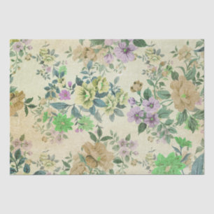 Seda Papel de tejidos de flores de época - Floral antig