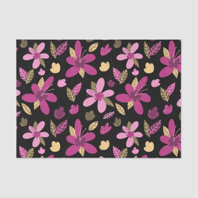 Seda Papel de tejidos de flores románticas (Anverso)