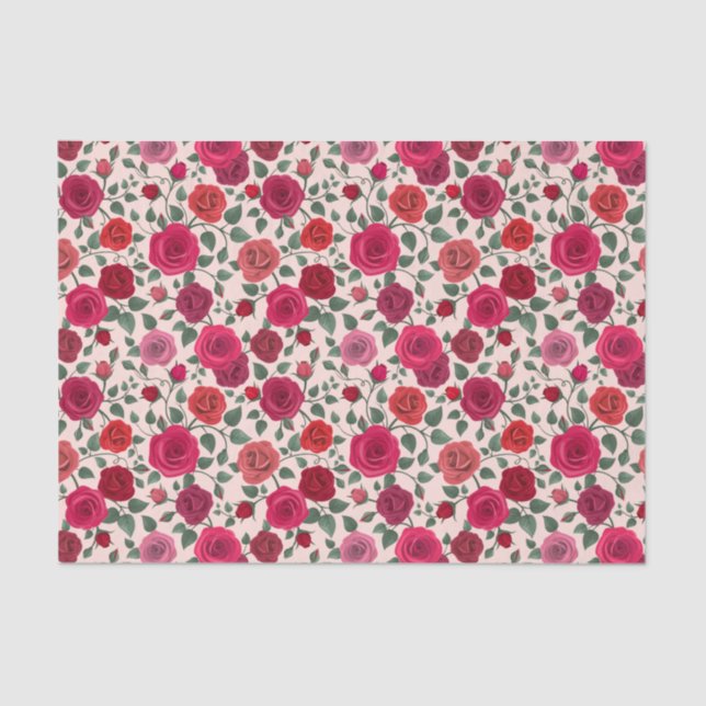 Seda Papel de tejidos de flores Rosa - Elegante envolvi (Anverso)