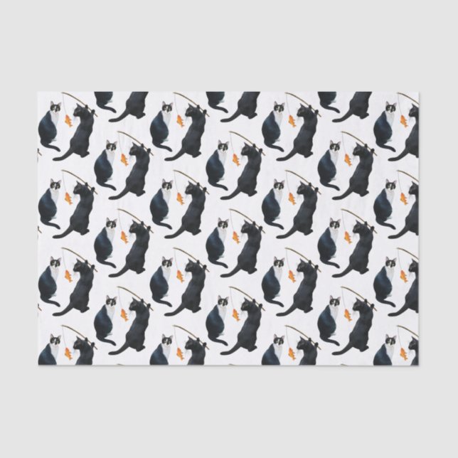 Seda Papel de tejidos de gatos de pesca (Anverso)