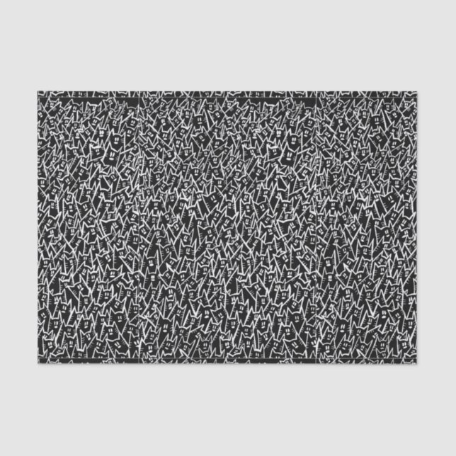 Seda Papel de tejidos de gatos negros (Anverso)