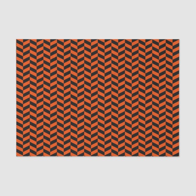 Seda Papel de tejidos de Herringbone, Naranja negro y b (Anverso)