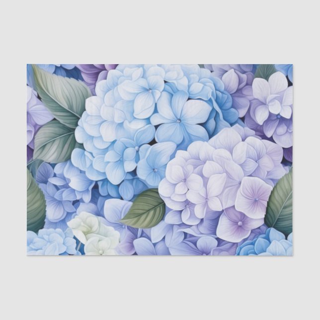 Seda Papel de tejidos de hidrangeas florales (Anverso)