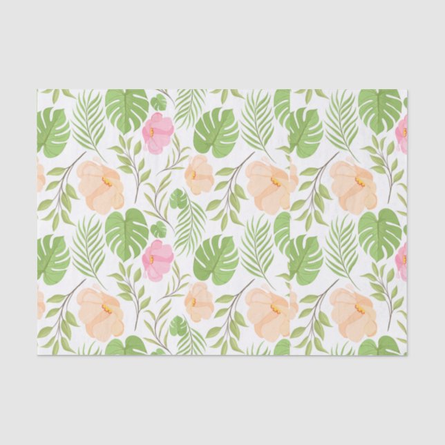 Seda Papel de tejidos de hojas y flores, regalo botánic (Anverso)