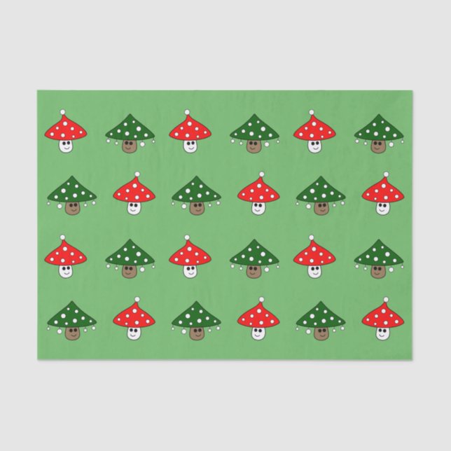 Seda Papel de tejidos de hongos verdes festivos (Anverso)