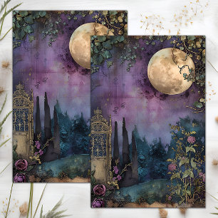 SEDA PAPEL DE TEJIDOS DE LA DECORACIÓN DE LA LUNA Y EL