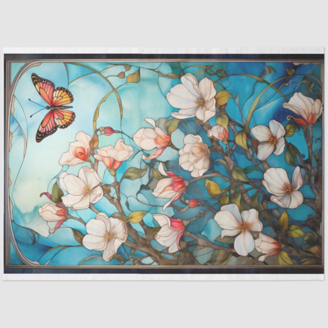 Seda Papel de tejidos de la decoración de mariposas y f (Anverso)