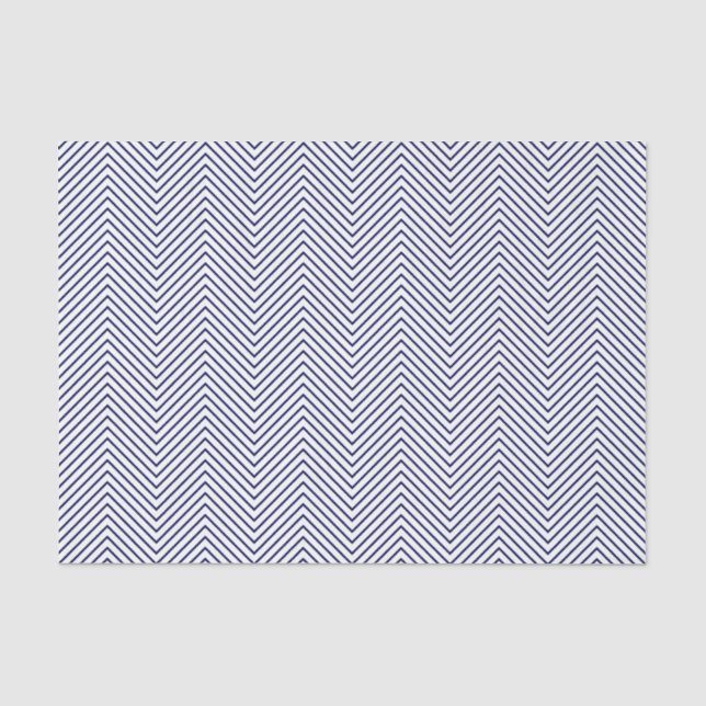 Seda Papel de tejidos de la línea Chevron - Azul marino (Anverso)