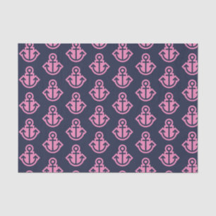 Seda Papel de tejidos de la marina y los ancla rosadas