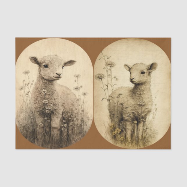 Seda Papel de tejidos de lambs vintage (Anverso)