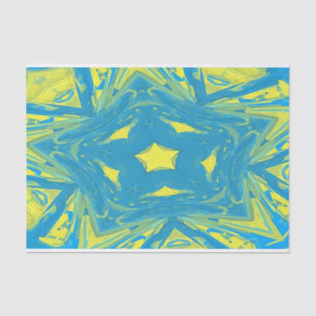 Seda Papel de tejidos de las estrellas azules y amarill (Anverso)