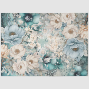 Seda Papel de tejidos de las flores de color azul y Ver