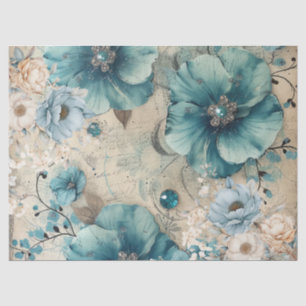 Seda Papel de tejidos de las flores de color azul y Ver