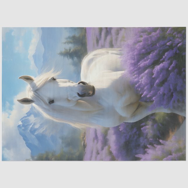 Seda Papel de tejidos de lavanda de caballos blancos (Anverso)