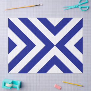 Seda Papel de tejidos de los Chevrons azules y blancos