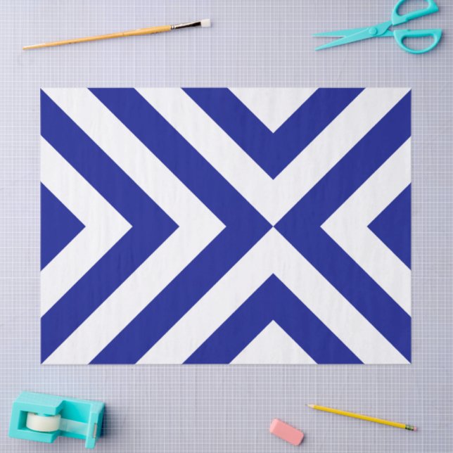 Seda Papel de tejidos de los Chevrons azules y blancos (Artesanía)