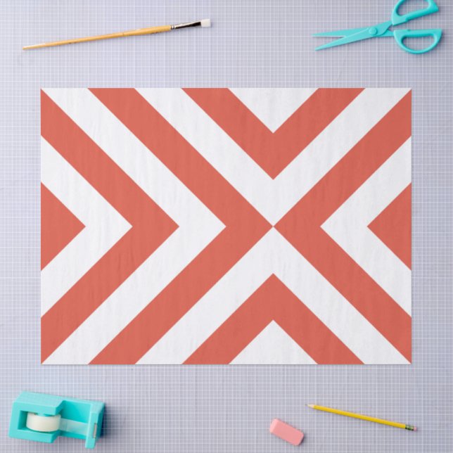Seda Papel de tejidos de los Chevrons naranjas y blanco (Artesanía)
