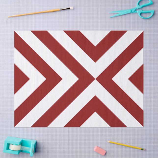 Seda Papel de tejidos de los Chevrons Rojo y Blanco (Artesanía)